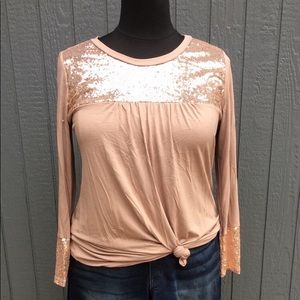 Mocha Sequin Top